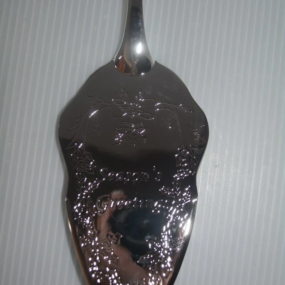 Silverplated Pie Cake Dessert Server Seasons Greetings Christmas Holiday NIB 11